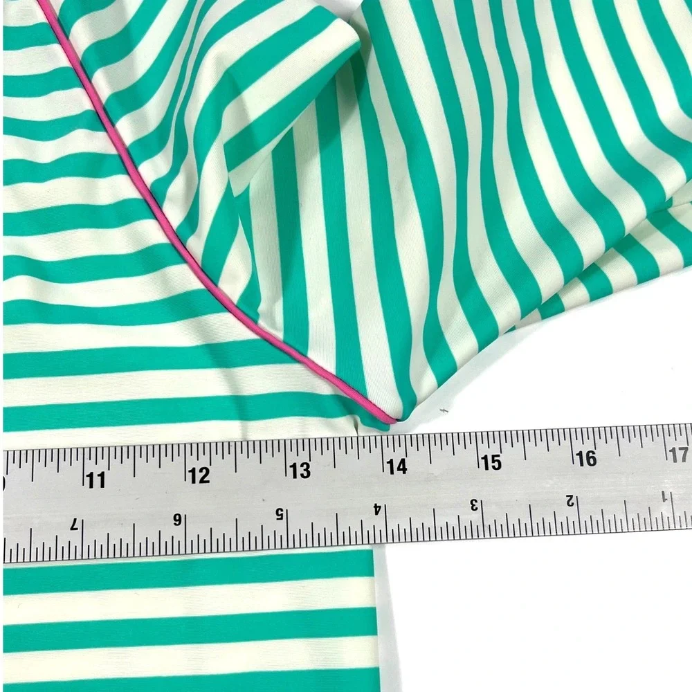 Boden Sunsafe Rash Vest 11-12Y Green Stripe UPF 40+ Long‎ Sleeve Swim Top Beach